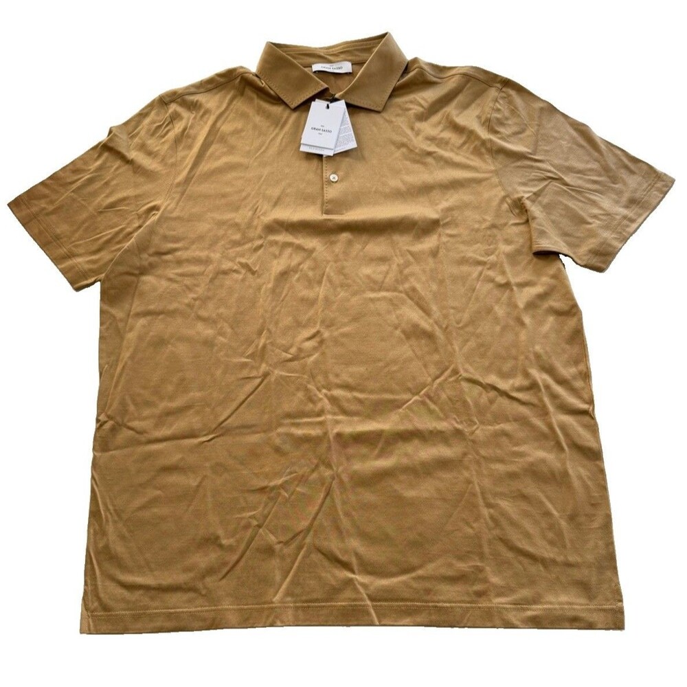 Gran Sasso NWT Polo Shirt Short Sleeve Size 60 (3XL) Beige Brown Men’s Italy